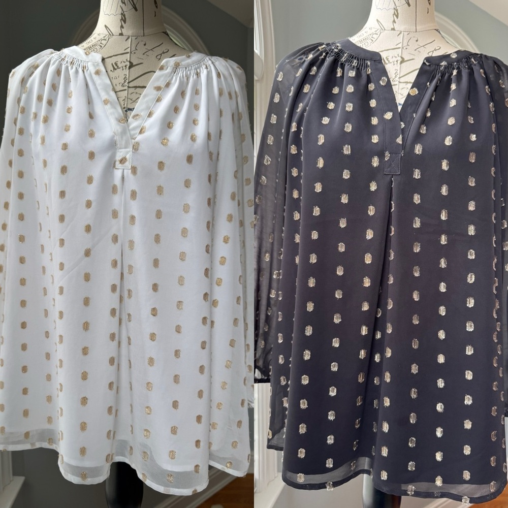 Bundle of Two EUC Crown & Ivy Dressy Peasant tops . Size XL One black one white
